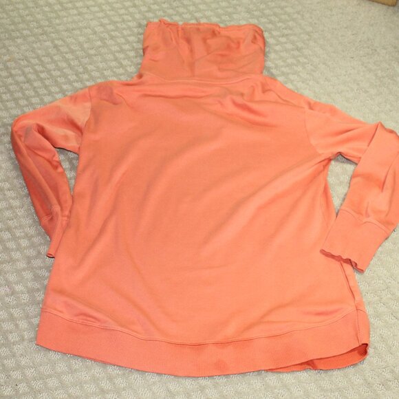 LL Bean Sweatshirt Womens M Peach Cozy Pullover Cowl Neck Pocket Long Sleeve - Picture 2 of 5